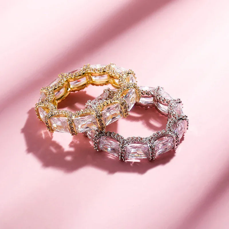 Baguette Halo Hip Hop Ring | Iced Out Micro-Pave Band | Caratix