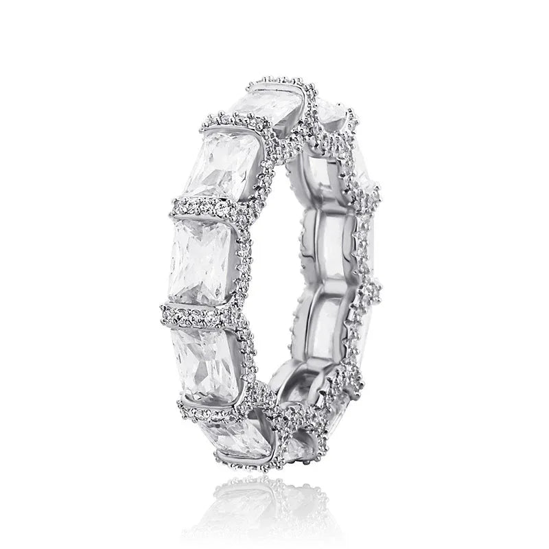 Baguette Halo Hip Hop Ring | Iced Out Micro-Pave Band | Caratix