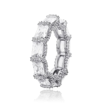 Baguette Halo Hip Hop Ring | Iced Out Micro-Pave Band | Caratix
