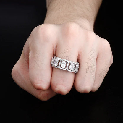 Rectangular Zirconia Hip Hop Ring | Iced Out Geometric Band | Caratix