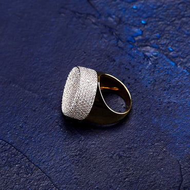 Men's Heavyweight Iced Out Signet Ring | Large Dome Micro-Pave Band | Caratix