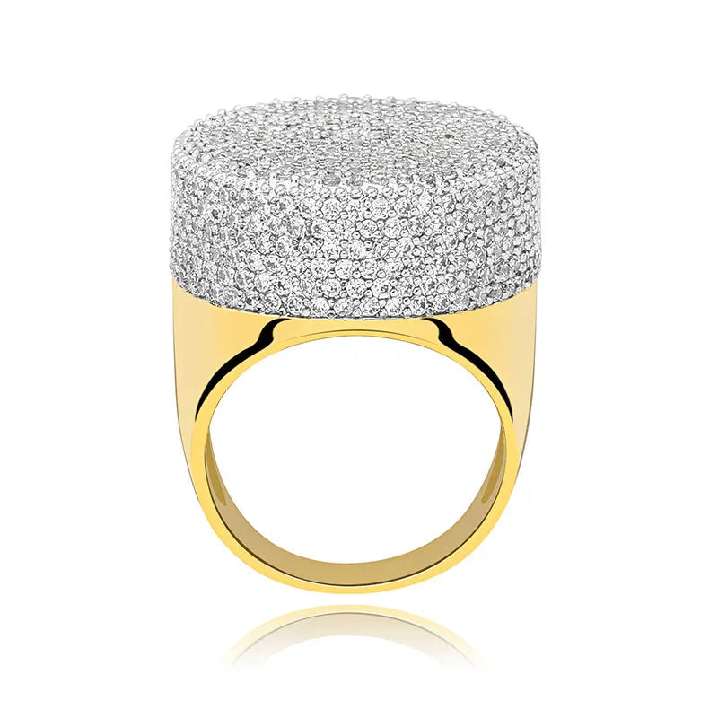 Men's Heavyweight Iced Out Signet Ring | Large Dome Micro-Pave Band | Caratix