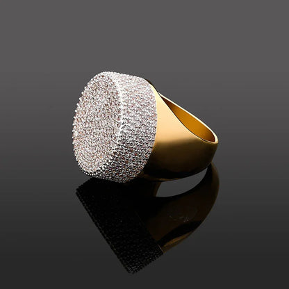 Men's Heavyweight Iced Out Signet Ring | Large Dome Micro-Pave Band | Caratix