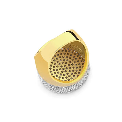 Men's Heavyweight Iced Out Signet Ring | Large Dome Micro-Pave Band | Caratix
