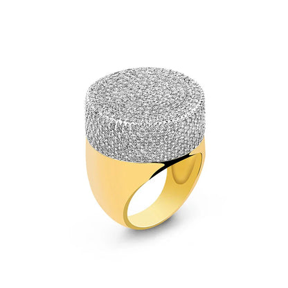 Men's Heavyweight Iced Out Signet Ring | Large Dome Micro-Pave Band | Caratix