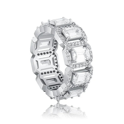 Rectangular Zirconia Hip Hop Ring | Iced Out Geometric Band | Caratix