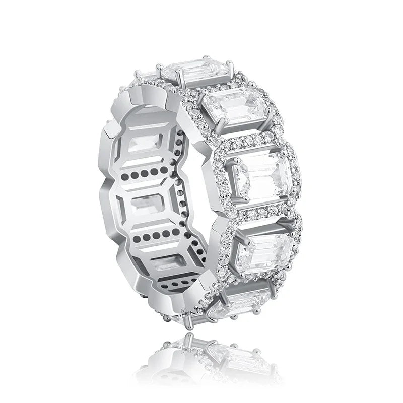 Rectangular Zirconia Hip Hop Ring | Iced Out Geometric Band | Caratix