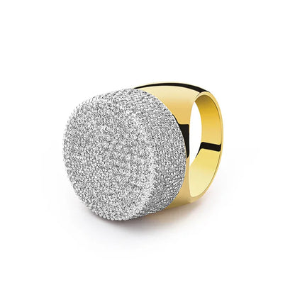 Men's Heavyweight Iced Out Signet Ring | Large Dome Micro-Pave Band | Caratix