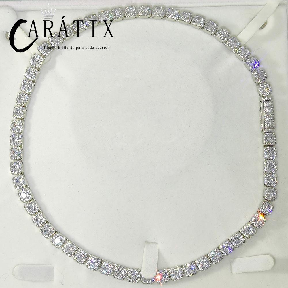 CARÁTIX -  7mm Tennis Chain Long Clasp Necklace Bling Zircon Cluster   Choker For Women Valentine's Day Gift for Men & Girls & Boys Mothers' Day Gift #Springtok