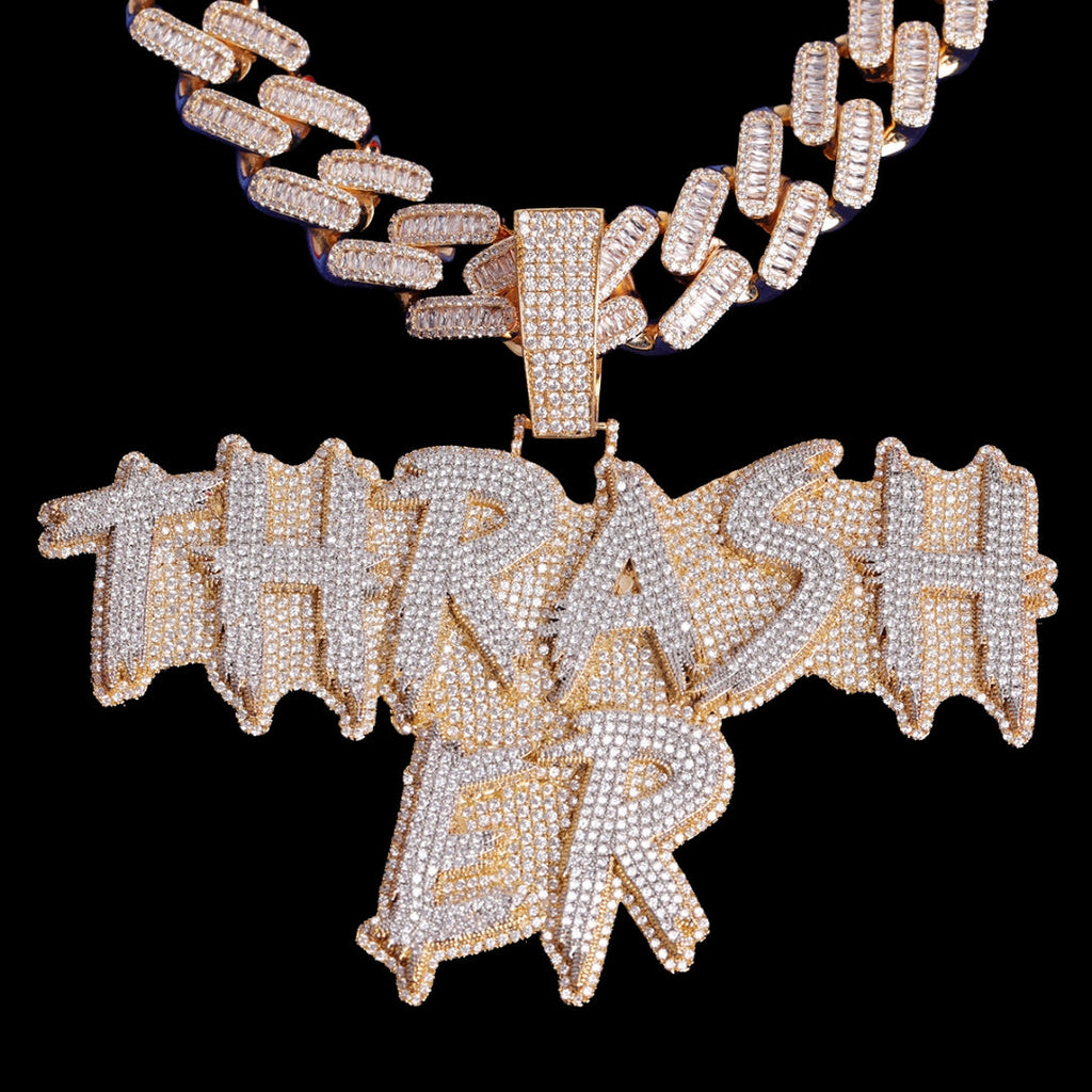 Street Drip Bold Letters Iced Out Personalized Custom Name Necklace Pendant