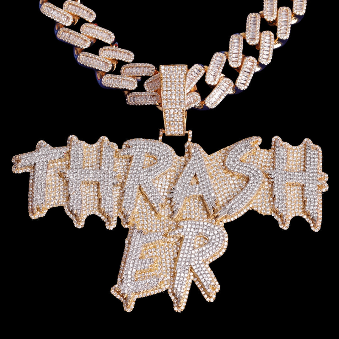 Street Drip Bold Letters Iced Out Personalized Custom Name Necklace Pendant – Luxury Hip Hop Jewelry for Men & Women