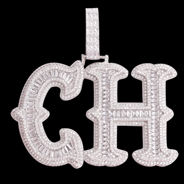 Cursive Two Layers Iced Out Personalized Custom Name Necklace Pendant - Luxury Custom Jewelry