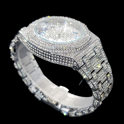 Bust Down Date Arabic Numerals VVS Iced Out Diamond Watch – Luxury Hip Hop Style