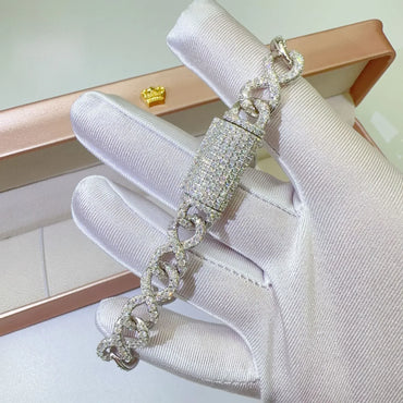 10mm Moissanite Cuban Link Necklace | S925 Silver Single-Row Hip Hop Chain - CaratixJewelry