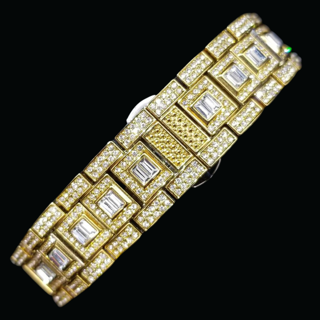 Day Date Roman Numerals VVS Iced Out Diamond Watch – Luxury Hip Hop Style