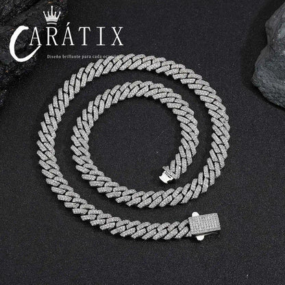 CARÁTIX – 8mm 2-Row Thin Cuban Link Chain Necklace | Cubic Zirconia Hip Hop Jewelry for Men & Women