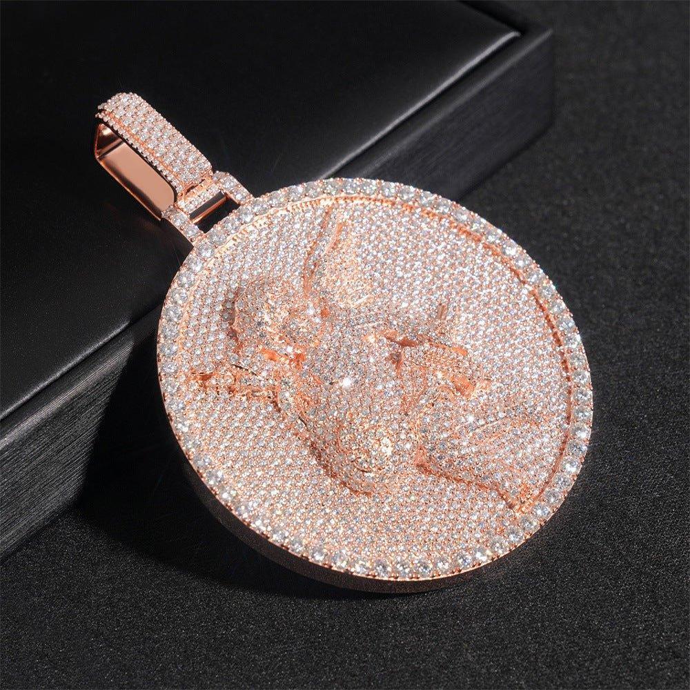 2.5-Inch Angel Medallion Pendant – 925 Sterling Silver Moissanite Iced-Out Hip Hop Jewelry - CaratixJewelry