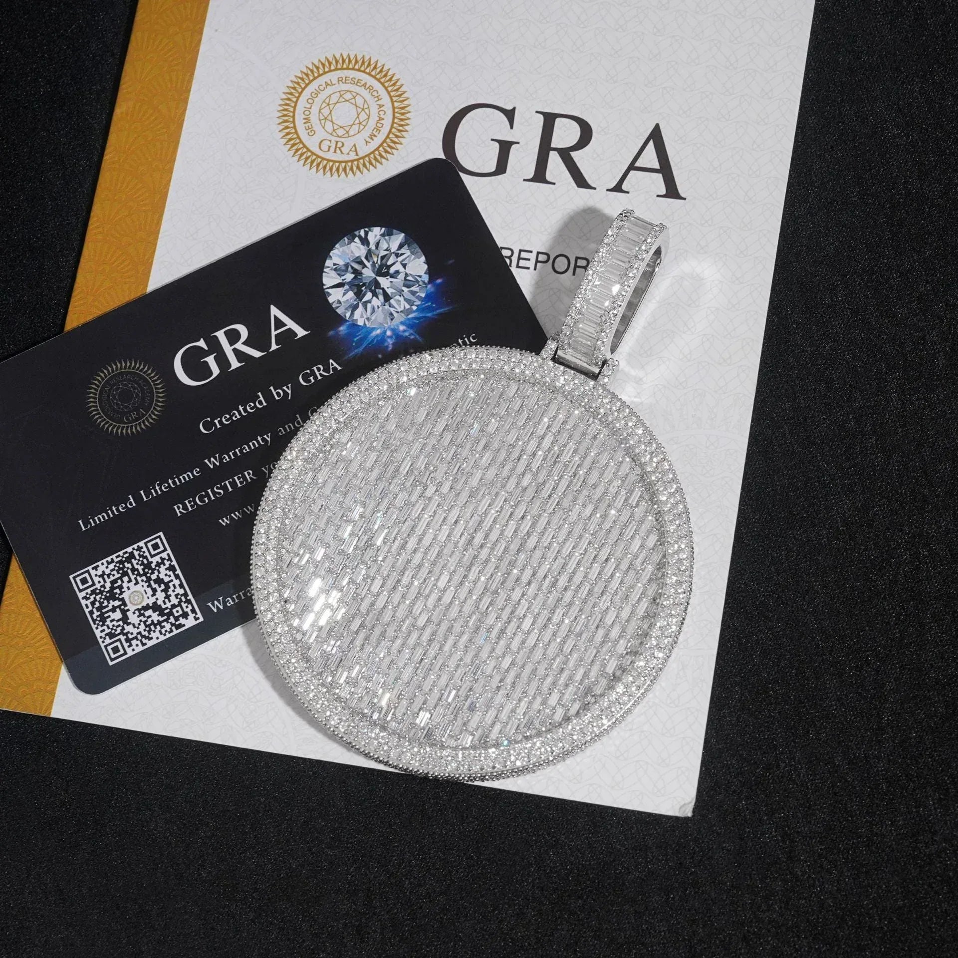 2.5-Inch Iced-Out Round Medallion Pendant – 925 Sterling Silver T-Cut Moissanite Full Pave Hip Hop Jewelry - CaratixJewelry