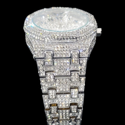 Bust Down Date Arabic Numerals VVS Iced Out Diamond Watch – Luxury Hip Hop Style