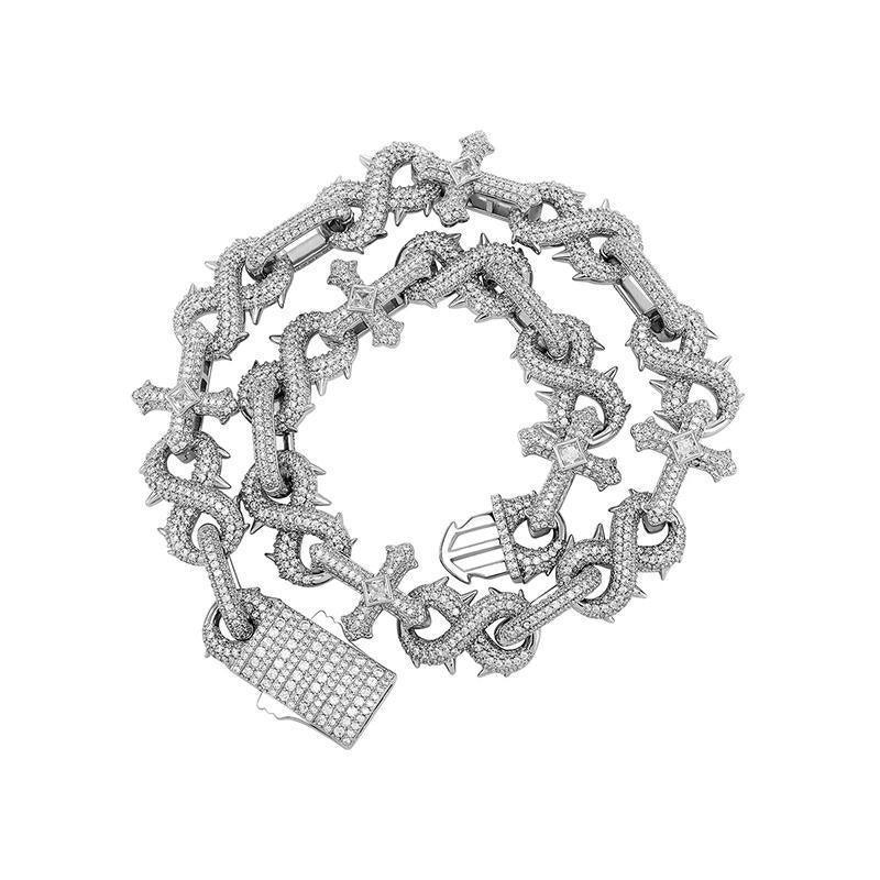 CARÁTIX Hip Hop CZ Stone Paved Cross & Infinity Link Chain Bangle Bracelet – Iced Out Jewelry for Men & Women - CaratixJewelry