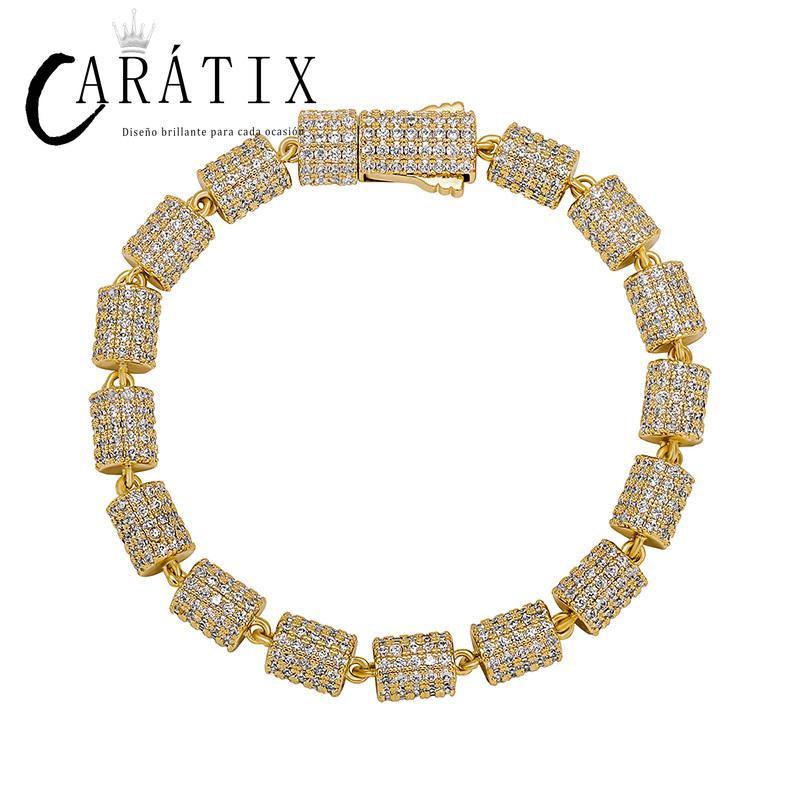 CARÁTIX Bamboo Joint Link Chain Necklace – 3A+ CZ Iced Out Hip Hop Bling Jewelry for Men | Gold & Silver Rapper Gift