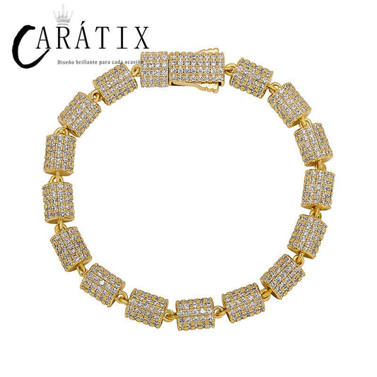 CARÁTIX Bamboo Joint Link Chain Necklace – 3A+ CZ Iced Out Hip Hop Bling Jewelry for Men | Gold & Silver Rapper Gift