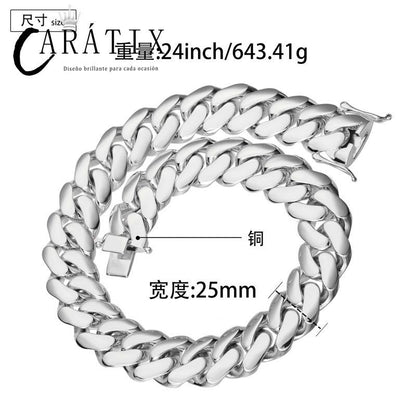 CARÁTIX – 25mm Rhombus Cuban Link Chain Necklace | Hip Hop Iced Out Jewelry for Men & Women