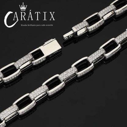 CARÁTIX 7"-28" Square Link Chain Bracelet – 5A+ CZ Iced Out Hip Hop Bling Jewelry for Men & Women | Rapper Gift