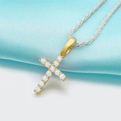 2.5MM S925 Silver Moissanite Cross Pendant – Hip-Hop Style, Trendy Jewelry - CaratixJewelry