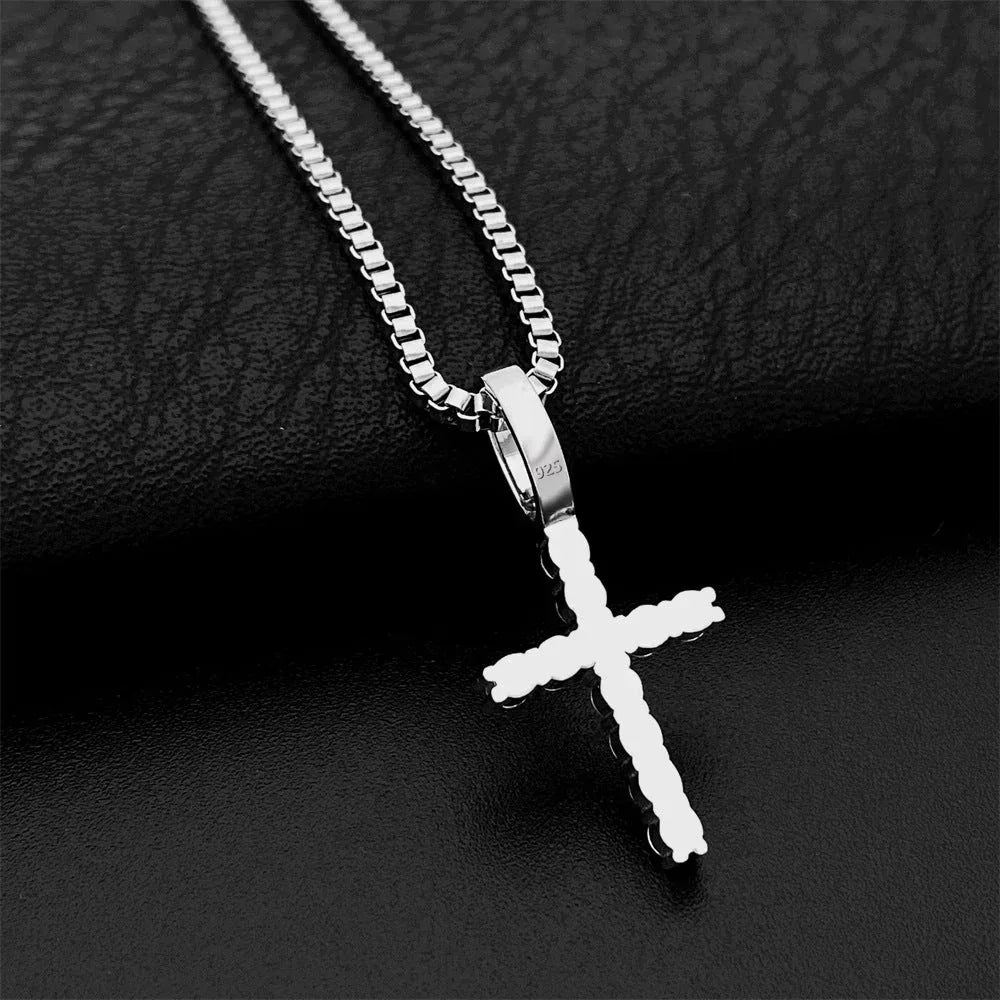 2.5MM S925 Silver Moissanite Cross Pendant – Hip-Hop Style, Trendy Jewelry - CaratixJewelry