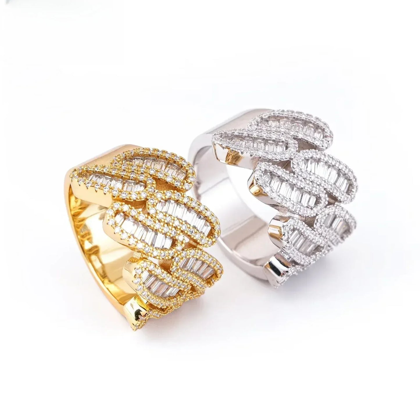 D-Color Step-Cut Moissanite Ring | S925 Silver Unisex Iced Out Hip Hop Jewelry - CaratixJewelry