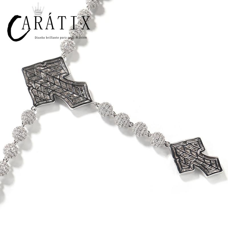 CARÁTIX Beads Cross Chain | 5A+ CZ Iced Out Hip Hop Necklace for Men
