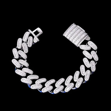 15MM Stones and Baguette Special Link Iced Out Bracelet – Luxury Hip Hop Jewelry for Men & Women - CaratixJewelry