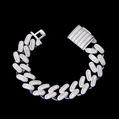 15MM Stones and Baguette Special Link Iced Out Diamond Bracelet – Luxury Hip Hop Jewelry for Men & Women