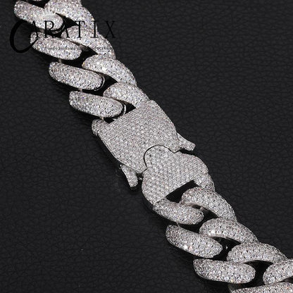 CARÁTIX 20mm Iced Out Cuban Miami Link Chain | CZ Bling Hip Hop Necklace for Men