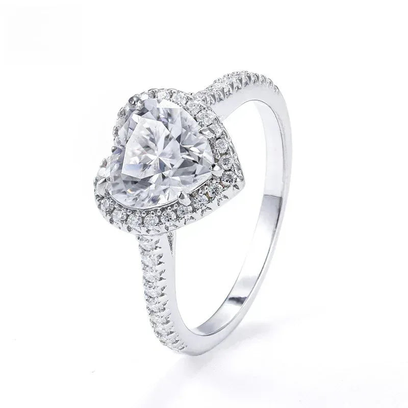 2ct Heart Moissanite Ring | S925 Silver Romantic Women’s Proposal Gift Jewelry - CaratixJewelry