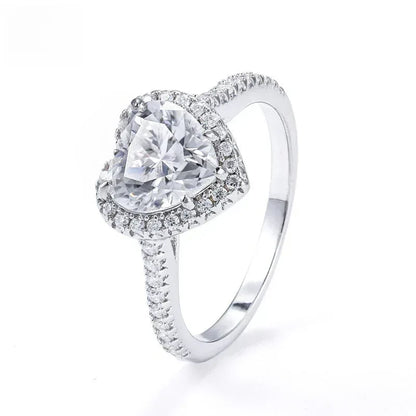 2ct Heart Moissanite Ring | S925 Silver Romantic Women’s Proposal Gift Jewelry - CaratixJewelry
