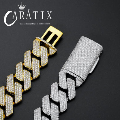 CARÁTIX – 22mm 4-Row Rhombus Cuban Link Chain Necklace | Iced Out CZ Hip Hop Jewelry for Men & Women