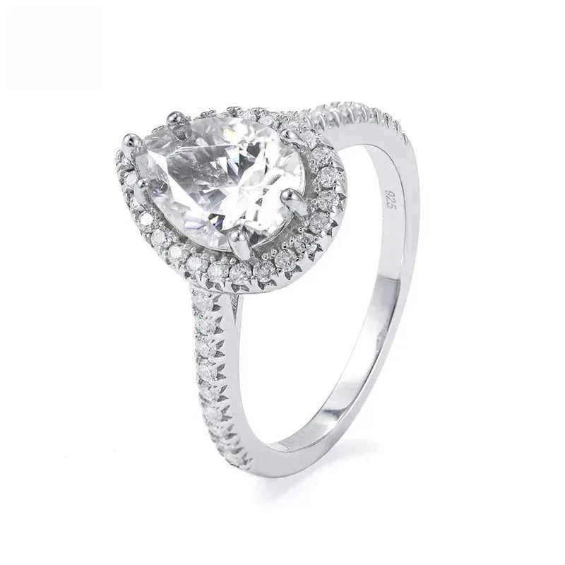 2ct Teardrop Moissanite Ring | S925 Silver Romantic Women’s Proposal Jewelry - CaratixJewelry