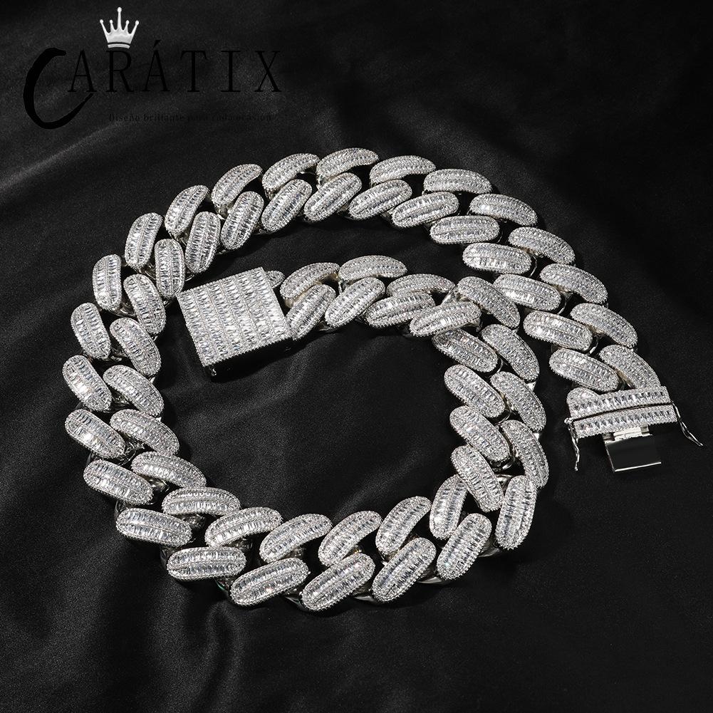 CARÁTIX 40mm Button Ladder Cuban Link Chain Necklace – Inlaid Zircon Hip Hop Bling Jewelry for Men | Multi-Size Copper Design