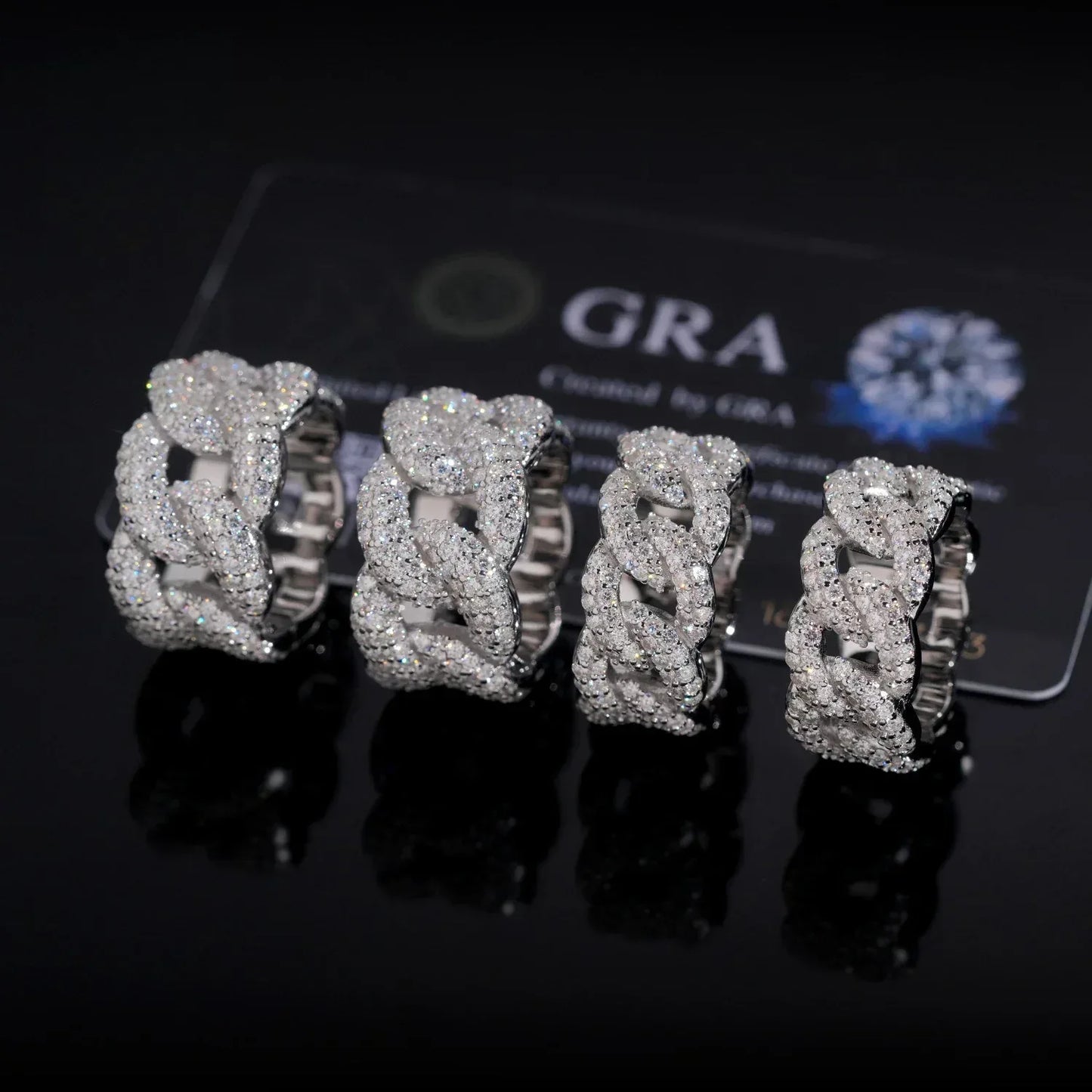 D-Color VVS Moissanite Cuban Link Ring | Unisex Full Iced Out Fashion Jewelry - CaratixJewelry