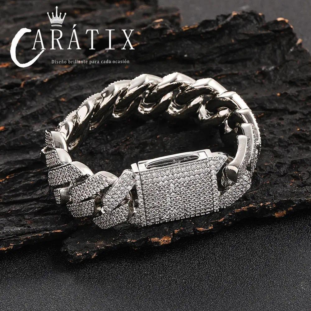 CARÁTIX – 20mm 3-Row Thick Cuban Link Chain Necklace | Bling Hip Hop Jewelry for Men