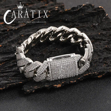 CARÁTIX – 20mm 3-Row Thick Cuban Link Chain Necklace | Bling Hip Hop Jewelry for Men