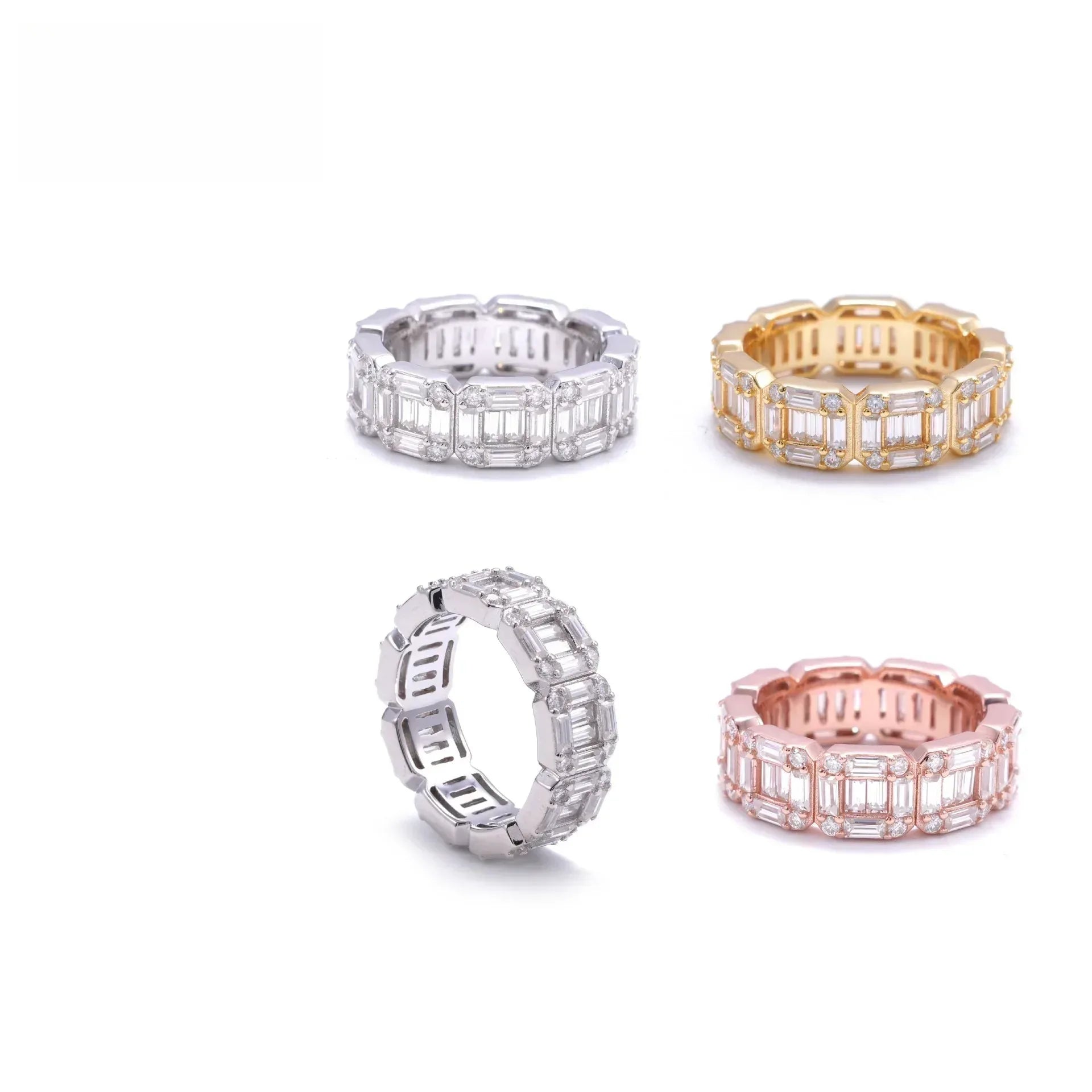 Cut-Line Moissanite Band Ring | S925 Silver Unisex Iced Out Hip Hop Jewelry - CaratixJewelry