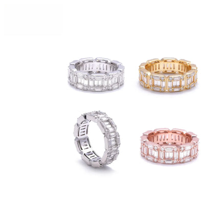 Cut-Line Moissanite Band Ring | S925 Silver Unisex Iced Out Hip Hop Jewelry - CaratixJewelry