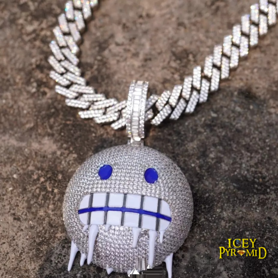 Iceman Blue Eyed Drippy Mouth Iced Out Diamond Pendant Necklace – Custom Hip Hop Jewelry for Men