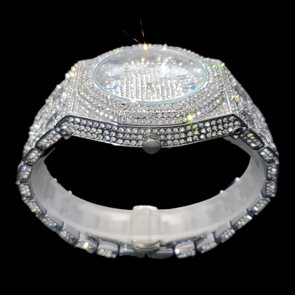 Bust Down Date Arabic Numerals VVS Iced Out Diamond Watch – Luxury Hip Hop Style