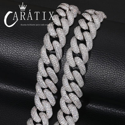 CARÁTIX 20mm Heavy Cuban Link Chain Necklace – 5A+ CZ Iced Out Hip Hop Bling Jewelry for Men | Solid Rapper Gift