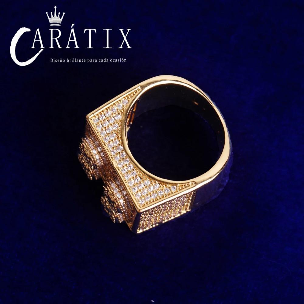 Caratix-Foreign Trade Hip Hop Wind Dice Ring Real Electroplating Fashion Personality Hipster Ring Men's Hiphop Ring High Quality Hip Hop Ring