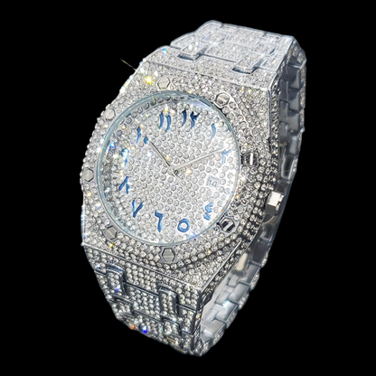 Bust Down Date Arabic Numerals VVS Iced Out Diamond Watch – Luxury Hip Hop Style
